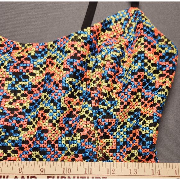 Tracy Reese Anthropologie Dress Size 6 Neon Bright Colors Spring Bold Print - Picture 10 of 16